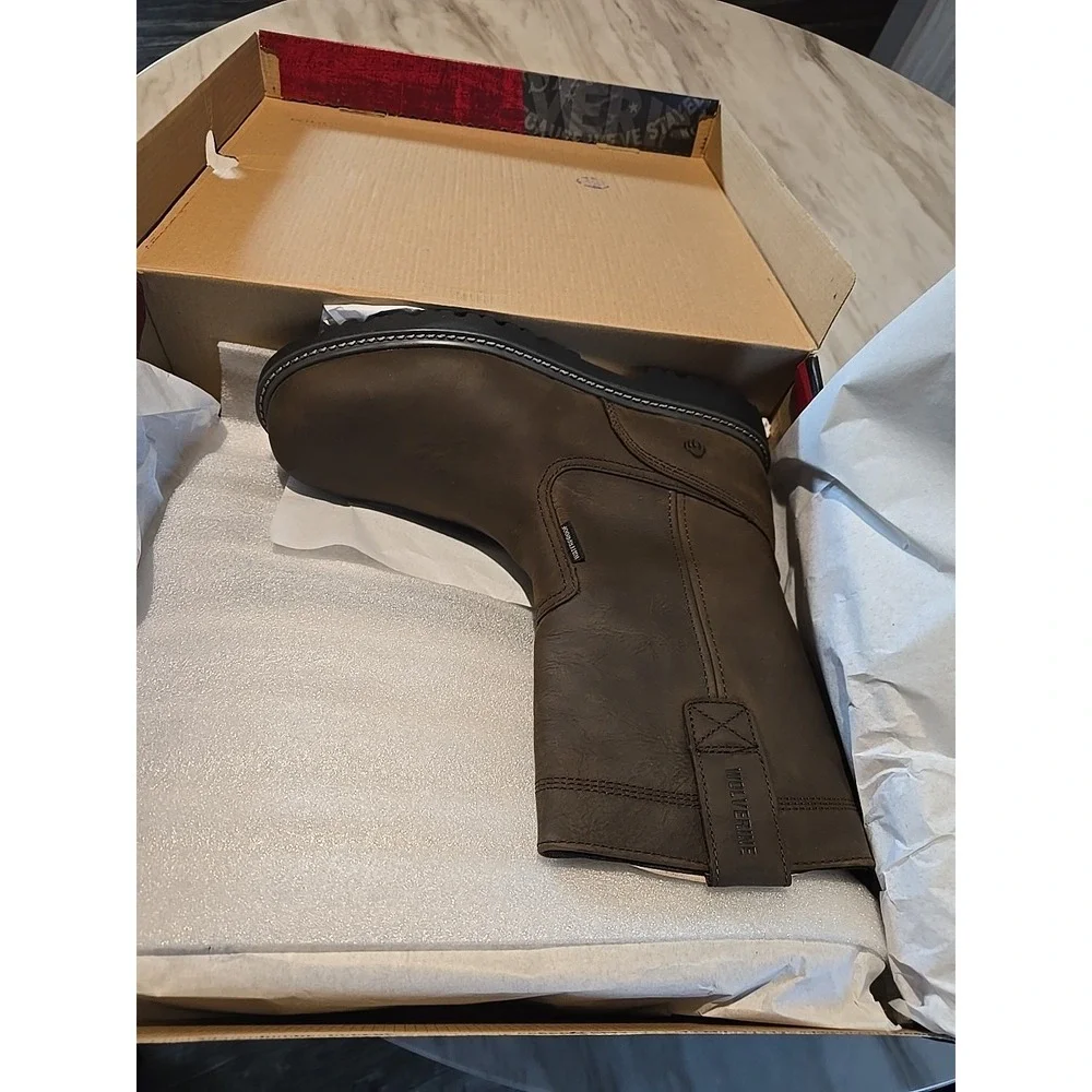 Wolverine‎ Mens Dark Brown Leather Floorhand Welly Work Boots Size 12